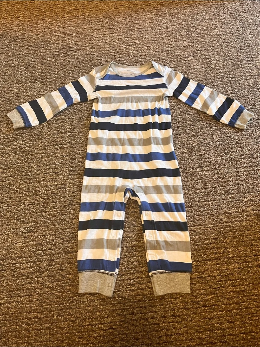 Carter's Blue, Gray and White Striped Long-Sleeve Footie